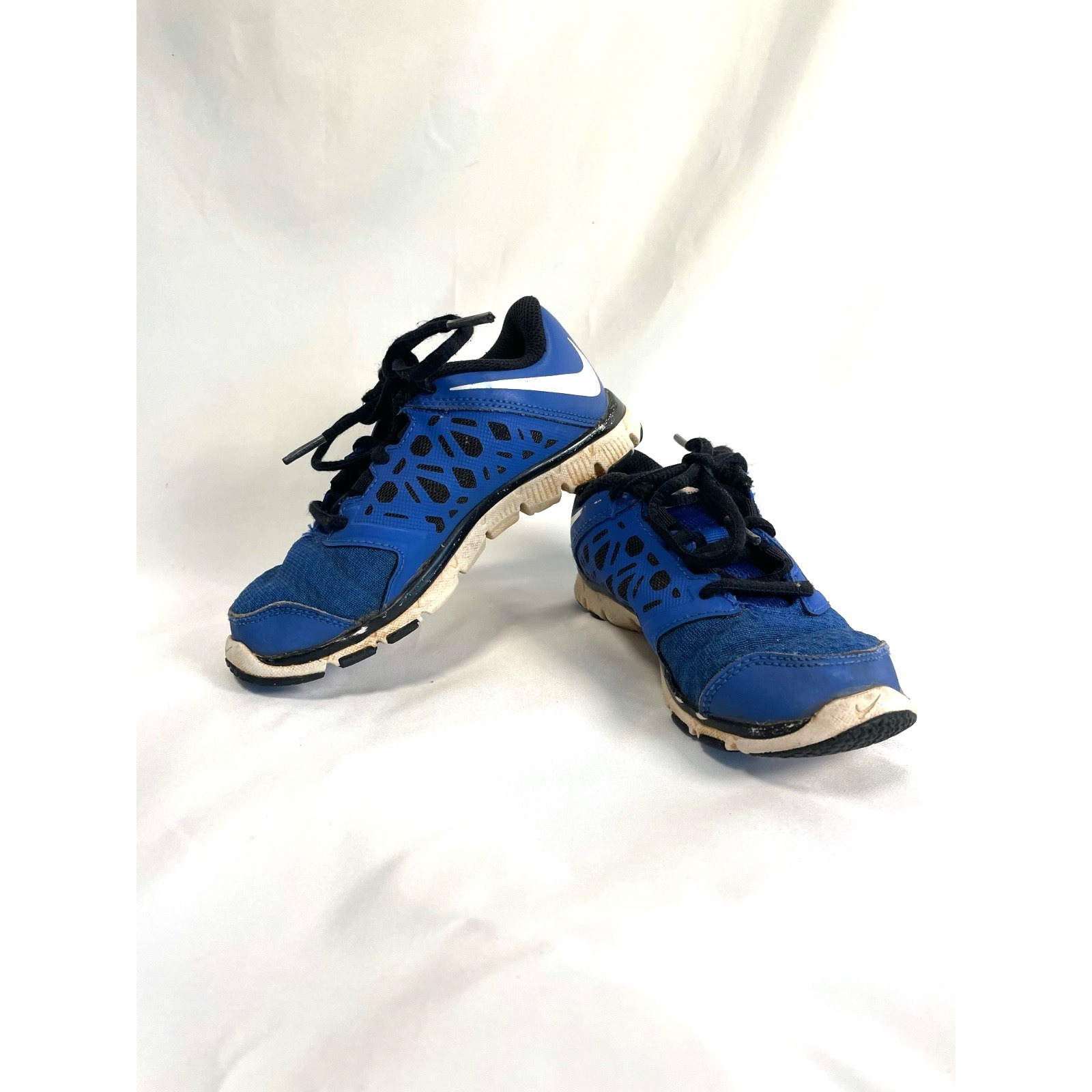 Nike Flex 2015 Run Youth Boys Blue Black White Athletic Shoes Size 11y Running